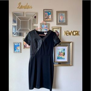 Cato Faux Leather Block Midi Dress